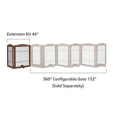 unipaws 44" Wide Dog Gate and Extension Kit, Free Standing Pet Gate, Wooden Dog Gates for Stairs, Doorway, Indoor Safety Fence for Dogs, 31.5" Height, Walnut