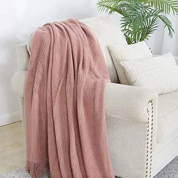 BOURINA Coral Pink Throw Blanket - Stylish & Soft Comfort