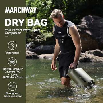 MARCHWAY Floating Waterproof Dry Bag Backpack 5L/10L/20L/30L/40L, Roll Top Sack Keeps Gear Dry for K...