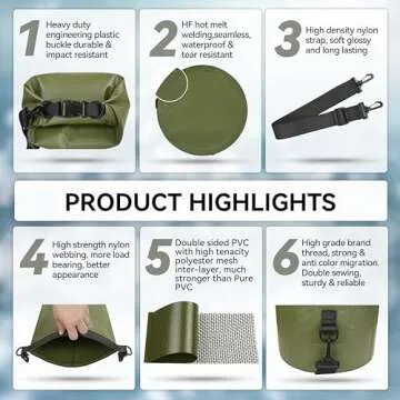 MARCHWAY Floating Waterproof Dry Bag Backpack 5L/10L/20L/30L/40L, Roll Top Sack Keeps Gear Dry for Kayaking, Rafting, Boating, Swimming, Camping, Hiking, Beach, Fishing (Army Green, 20L)