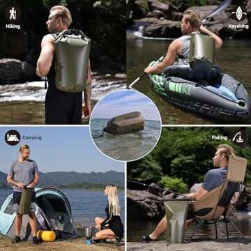 MARCHWAY Floating Waterproof Dry Bag Backpack 5L/10L/20L/30L/40L, Roll Top Sack Keeps Gear Dry for Kayaking, Rafting, Boating, Swimming, Camping, Hiking, Beach, Fishing (Army Green, 20L)