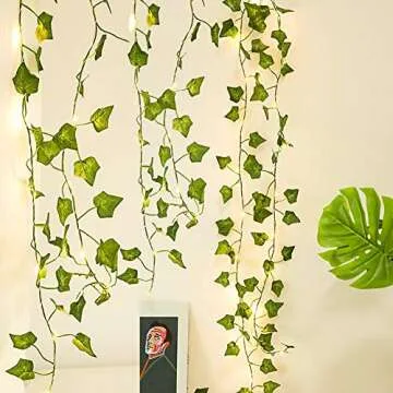 CQURE 84Ft Ivy Garland with String LED Lights for Decor