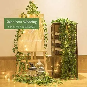CQURE 84Ft Ivy Garland with String LED Lights for Decor