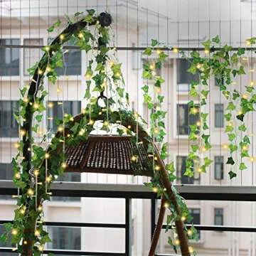 CQURE 84Ft Ivy Garland with String LED Lights for Decor