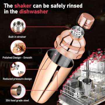 Elegant 25oz Cocktail Shaker Set with Jigger & Mixing Spoon