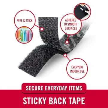 VELCRO Brand Sticky Back Tape Strips with Adhesive | 10 Count | Black 3 1/2 x 3/4 In | Hook and Loop...