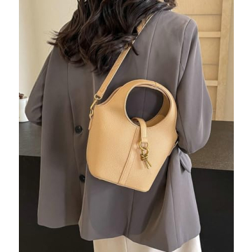 Vintage PU Leather Bucket Bag for Women - Fashion Shoulder Purse
