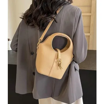 Vintage PU Leather Bucket Bag for Women - Fashion Shoulder Purse