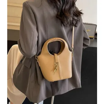 Vintage PU Leather Bucket Bag for Women - Fashion Shoulder Purse