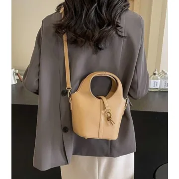 Vintage PU Leather Bucket Bag for Women - Fashion Shoulder Purse
