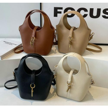 Vintage PU Leather Bucket Bag for Women - Fashion Shoulder Purse