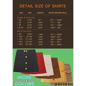 WELAKEN Girl's Stylish Corduroy Skirt in Spring Colors