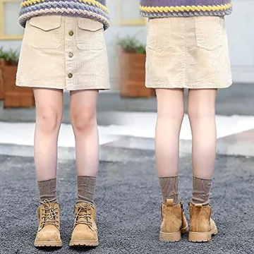 WELAKEN Girl's Stylish Corduroy Skirt in Spring Colors