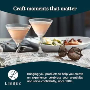 Libbey Martini Glasses Set of 4, Durable Unique Martini Glasses with Z-Stem, Dishwasher Safe Martini Glass Set for Birthdays, Parties and More