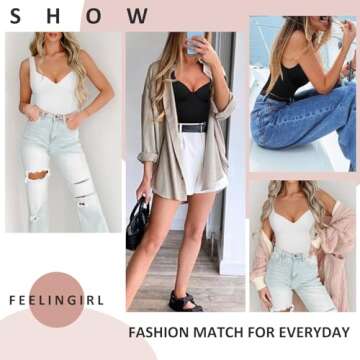 FeelinGirl Bodysuits for Women Tummy Control Sweetheart Neck Thong Bodysuit Tops 2024 Black Corset Tops XXL