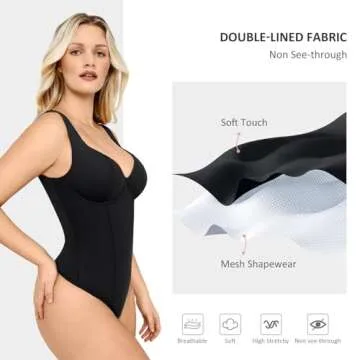 FeelinGirl Bodysuits for Women Tummy Control Sweetheart Neck Thong Bodysuit Tops 2024 Black Corset Tops XXL