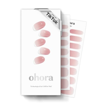 ohora Semi Cured Gel Nail Strips (N Milk Rose) - Pink, Ombre, Works with Any UV/LED Nail Lamps, Salo...