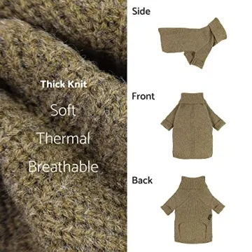 Fitwarm Thermal Knitted Dog Sweater Cozy Turtleneck Jacket