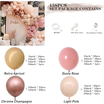 YSF 158Pcs Balloon Garland Kit for All Celebrations