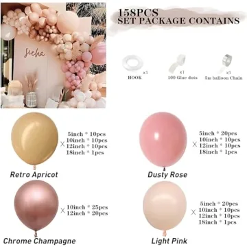 YSF 158Pcs Balloon Garland Kit for All Celebrations