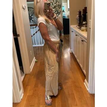 Chic Bankeng Women's Striped Palazzo Pants for Comfort