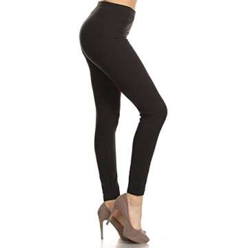 Leggings Depot Womens 1" Waistband High Waisted Solid Leggings Pants (Full Length, Black, 3X-5X)