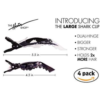 The Hair Shop Large Shark Clip | Enhanced Croc Crocodile Alligator Grip Clip (2nd Generation)| Secti...