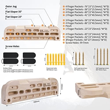 TWO STONES Wooden Hangboard for Climbing Training