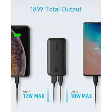 ANKER PowerCore 10000 PD Redux, 10000mAh Portable Charger USB-C Power Delivery (18W) Power Bank for iPhone 11/12 / Mini/Pro/Pro Max / 8 / X/XS Samsung S10, Pixel 3/3XL, iPad Pro 2018, and More