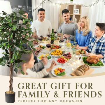Artificial Trees for Home Decor Indoor - Fake Plants & Faux Plants Indoor - Fake Plants Tall Ficus Tree Artificial, Plants for Living Room Decor, Tall Fake Plants Indoor, Fake Tree Indoor - 5 Feet