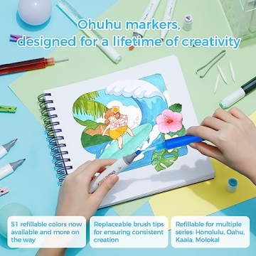 Ohuhu 48-Color Dual-Tip Brush Alcohol Markers Set