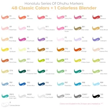 Ohuhu 48-Color Dual-Tip Brush Alcohol Markers Set