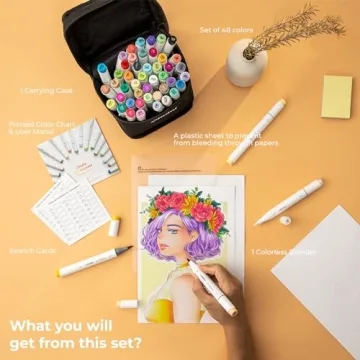 Ohuhu 48-Color Dual-Tip Brush Alcohol Markers Set