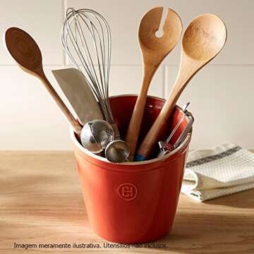 Emile Henry 5.5" Utensil Pot in Burgundy for Stylish Storage