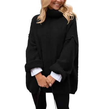 PRETTYGARDEN Women's Knit Oversized Sweater Fall Fashion Casual Long Sleeve Turtleneck Loose Chunky ...