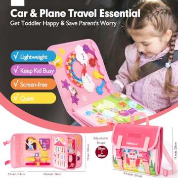 hahaland Montessori Toys for Ages 2-4, Busy Board 1-4 Year Old Girl Birthday Gift 17 in 1 Preschool Learning Activities with 12 Life Skill, Number,Shape,Dressup,Animal,Figures,Baby Girl