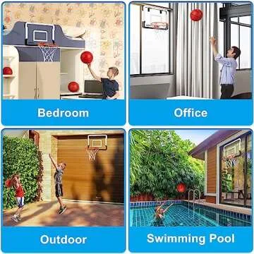 Erixazs Over The Door Basketball Hoop with 4 Balls, Indoor Mini Basketball Hoop Basketball Backboard Pads Mini Hoop for Kids and Adults, Door Room Basketball Hoop Basketball Toys