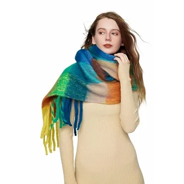 Yatemiole Women's Cashmere Big Checked Scarf - Warm & Stylish