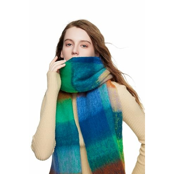 Yatemiole Women's Cashmere Big Checked Scarf - Warm & Stylish