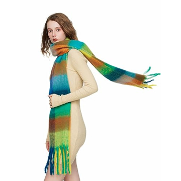 Yatemiole Women's Cashmere Big Checked Scarf - Warm & Stylish