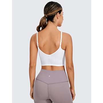 CRZ YOGA Women’s Butterluxe Adjustable Spaghetti Strap Longline Sports Bra - Chic and Versatile