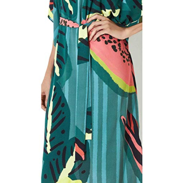 Bsubseach Women Print Kaftan Dresses V Neck Plus Size Beach Bathing Suit Cover Ups with Belt