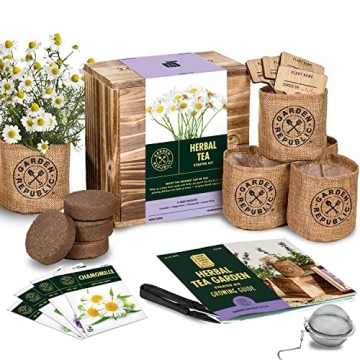 Indoor Herb Garden Seed Starter Kit - Herbal Tea Growing Kits, Grow Medicinal Herbs Indoors, Seeds f...