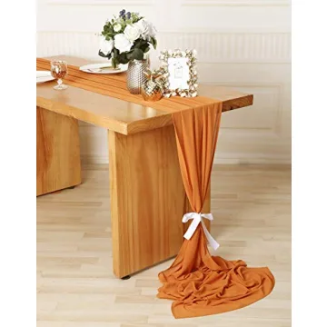 Orange Wedding Chiffon Table Runner for Elegant Occasions