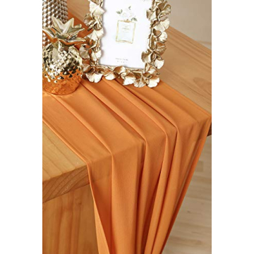 Orange Wedding Chiffon Table Runner for Elegant Occasions