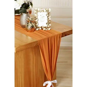 Orange Wedding Chiffon Table Runner for Elegant Occasions