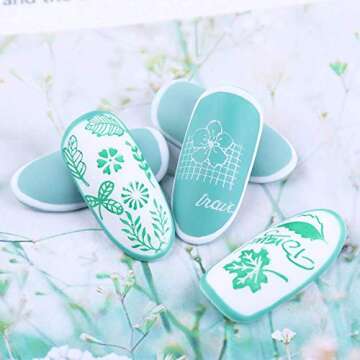 Nail Stamp Plates Set 5 Pcs Nail Stamping Plates + 1 Scraper + 1 Stamper, Butterfly Flower Feather Printing Nail Art Plate Template Image Plate DIY Nail Image Polish Template Nail Art Decoration Kit