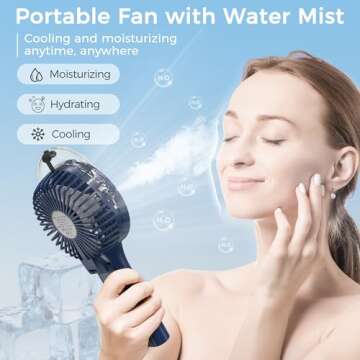 COMLIFE Portable Handheld Misting Fan, 3000mAh Rechargeable - Up to 10h Cooling & 1h Misting, Batter...