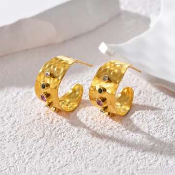 18k Gold Plated Cubic Zirconia Earrings for Women,Stainless Steel Stud Earrings,Fashion Jewelry for ...