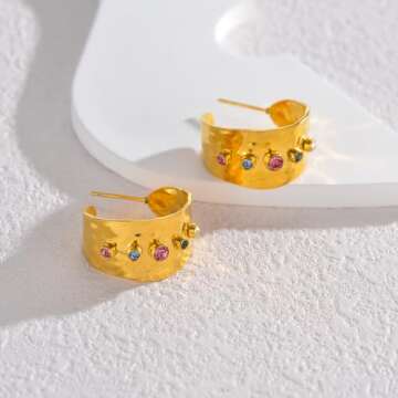 18k Gold Plated Cubic Zirconia Earrings for Women,Stainless Steel Stud Earrings,Fashion Jewelry for Women